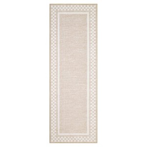 Modern Geometric Bordered Living Room Bedroom Rugs, Ultra Thin Soft Non Slip Large Carpet for Dining Room Office Classroom - 1 of 4