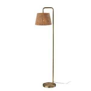 Adesso Tahoma Floor Lamp Antique Brass: Rustic Charm, 59" Tall, Light Brown Rope Shade, UL Listed - 1 of 3