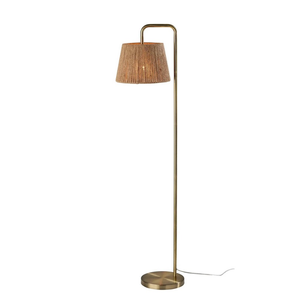 Photos - Floodlight / Street Light Adesso Tahoma Floor Lamp Antique Brass: Rustic Charm, 59" Tall, Light Brow 