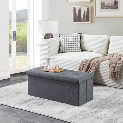 GlasFlength Ottomans and Benches, Stylish and Functional Storage for Every Room, Designs for Bedroom, Living Room, Playroom, Gray,35.4”*15”*15"