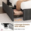 Full/Queen Bed Frame with 4 Storage Drawers and Wing Back Headboard No Spring Box Charging Station - 2 of 4