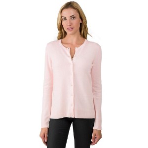 JENNIE LIU Women's 100% Cashmere Button Front Long Sleeve Crewneck Cardigan Sweater - 1 of 4