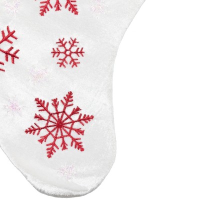 19'' Red and White Velvet Snowflake Christmas Stocking