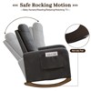 Upholstered Rocking Chair, Fabric Comfy Accent Armchair Chair with Rubber Wood Legs, High Backrest and Side Pocket for Living Room - 3 of 4