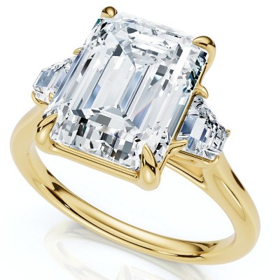 Pompeii3 Certified 3 1/2Ct Emerald Cut & Baguette Engagement Ring 14k Gold/Pt Lab Created