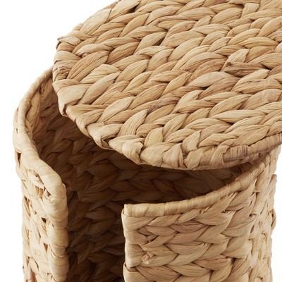 Natural Water Hyacinth Toilet Paper Holder with Lid