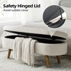 QingMoon Oval Hidden Storage Bench, Upholstered Boucle Fabric Ottoman, End of Bed Bench with Wood Legs for Living Room, Entryway and Bedroom - 3 of 4