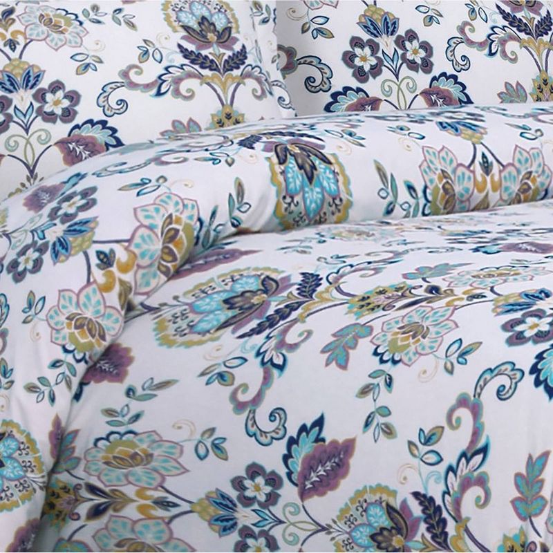 3pc Abstract Paisley Cotton Flannel Printed Oversized Duvet Set - Tribeca Living, 3 of 5