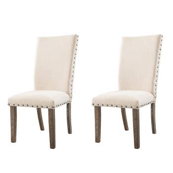 Dex Upholster Side Chair Set Cream/Smokey Walnut Brown - Picket House Furnishings