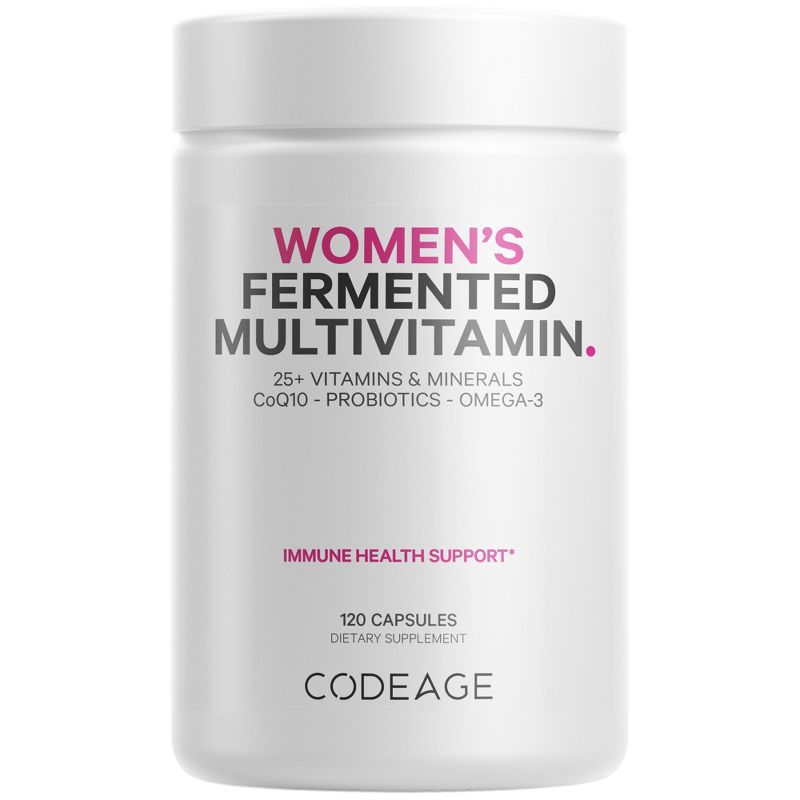 Codeage Women's Fermented Multivitamin, 25+ Vitamins & Minerals, Probiotics, Digestive Enzymes, Daily Supplement - 120ct, 1 of 12