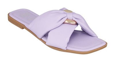 Gc Shoes Perri Purple 7 Knotted Cross Strap Squared Toe Slide Flat ...