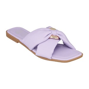 GC Shoes Perri Knotted Cross Strap Squared Toe Slide Flat Sandals - 1 of 4