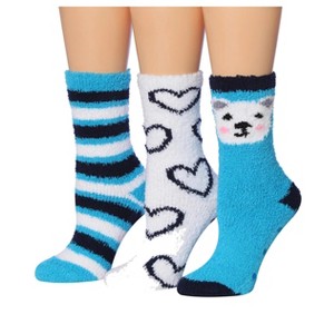 Tipi Toe Women's 3-Pair Cozy Winter Anti-Skid Snowfall Serenity Fuzzy Crew Slipper Socks - 1 of 4