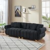 ModernLuxe Velvet Upholstered Sofa Couch with 4 Pillows, Spring-Wrapped Cushions, Pink/Black/Green - 2 of 4