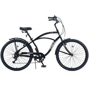Okak 26IN Beach Cruiser Bike with 7 Speed System, Mens Bike with Front and Rear V brakes, Metal Frame Bicycle for Teens and Adults - 1 of 4