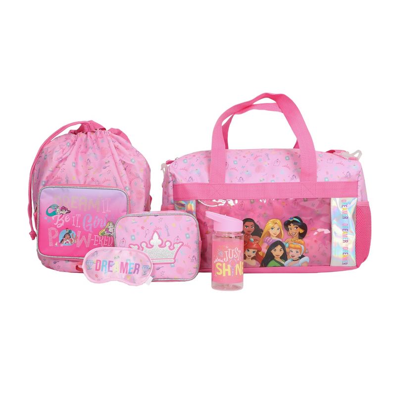 Disney Princesses 5-Piece Pink Youth Kids Girls Duffle Bag Set, 1 of 7