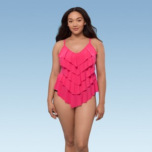 Trimshaper Women's Rachel 5 Tier Ruffle Tankini Swimsuit Top - 1 of 3