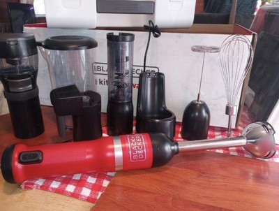 Black & Decker BCKM1011K06 Kitchen Wand Variable Speed Lithium-Ion Cordless Red Immersion Blender Kit
