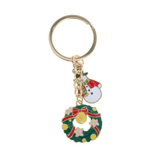 Unique Bargains Christmas Keychain Double Ring Zinc Alloy Colorful 3.15" 1 Pc - 1 of 4