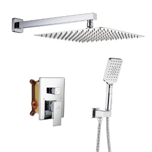 CASAINC 3-Spray Pattern 12 Inches Ceiling Mount Shower System / Set Shower Head and Functional Handheld (Valve Included) - 1 of 4