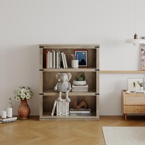 Jojoka Book Shelf, Farmhouse Book Case,Shelf with Storage, Wooden Bookshelves for Living Room, Home Office - 1 of 4