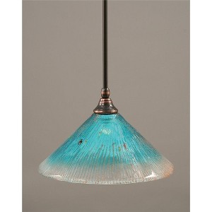 Toltec Lighting Any 1 - Light Pendant in  Black Copper with 12" Teal Crystal Shade - 1 of 1