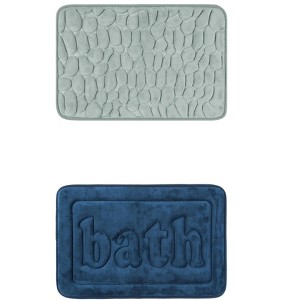Unique Bargains 2Pcs Memory Foam Water Absorbent Quick Dry Non-Skid Bottom Soft Bathroom Rugs - 1 of 4