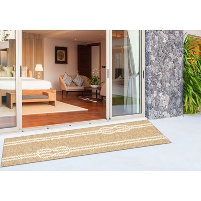 Coastal Charm Hand-Tufted Black and Beige Indoor/Outdoor Rug