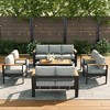 LayinSun 7 Pieces Aluminum Outdoor Patio Furniture Set with Coffee Table, Outside Metal Patio Conversation Sets with Deep Seating and Thick Cushions - 2 of 4