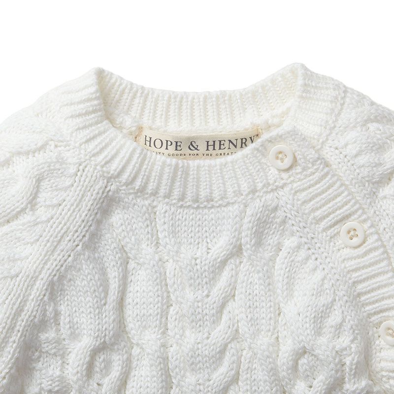Hope & Henry Baby Cable Knit Sweater Romper, 3 of 11