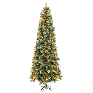 Tangkula 5/7.5/9 FT Artificial Xmas Tree w/ 1416 Branch Tips 560 Warm White LED Lights - 1 of 4