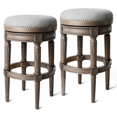 Maven Lane Pullman Backless Upholstered Kitchen Stool with Fabric Cushion Seat, Set of 2