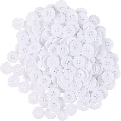 Juvale 200 Pack Resin Flatback Buttons with 4 Hole for Crafts and Sewing, White, 1"