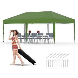 Pop Up Canopy Tent Heavy-Duty 210D Oxford Fabric Includes Roller Bag and 6 Sandbags, UV Protection for Beach and Party - 1 of 4