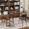 Gulches 4-Piece Dining Table Set with Imitation Marble Top 1 Table, 2 Faux Leather Chairs and 1 Bench for Home/Kitchen/Living Room - 3 of 4