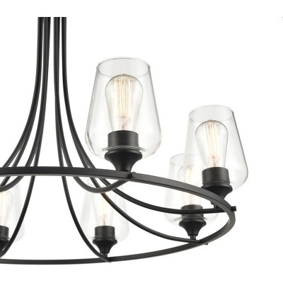 Ashford Rubbed Bronze 32" Chandelier with Clear Glass Shades