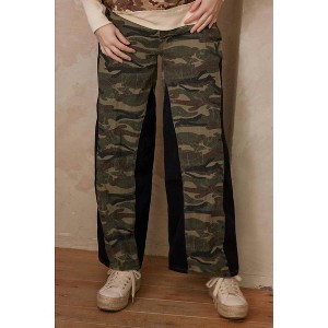 Women's Camouflage Wide Leg Pants With Contrast Panels - Mello M - 1 of 3