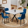 38.60"Square Dining Table Set, Mid Century Modern Square Dining Table for 4 Person, Faux Marble Tabletop, Iron Legs,White+Blue - 2 of 4