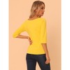INSPIRE CHIC Women's Classic Solid Elbow Sleeves Round Neck Slim Fit T-Shirts - 4 of 4