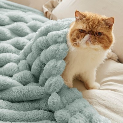 Bedsure Sage Green Throw Fleece Blanket - Thumbnail 3