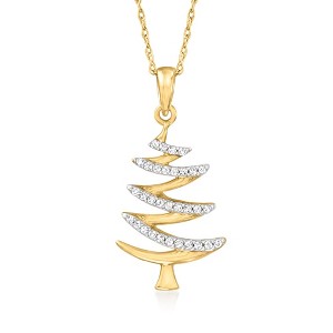 Ross-Simons 0.10 ct. t.w. Diamond Tree Pendant Necklace in 14kt Yellow Gold - 1 of 3