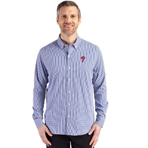 phillies dress shirt Men's Antigua Gray Philadelphia Phillies Porter Woven Long Sleeve  Button-Down Shirt