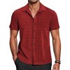 COOFANDY Mens Short Sleeve Button Down Shirt Plaid Button Up Shirts Casual 75% Cotton Work Shirts - 3 of 4