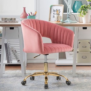HOMEFUN Velvet Morden Cute Upholstered Task Chair - 1 of 4