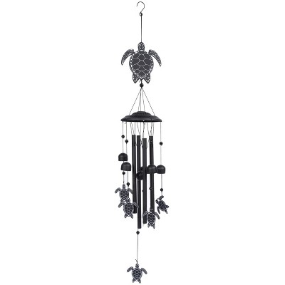 Black Iron Sea Turtles 32" Wind Chimes for Outdoor Decor