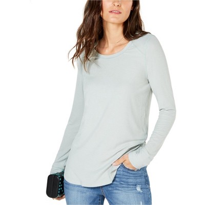 I.N.C International Concepts Womens Ribbed Basic T-Shirt, Green, Medium