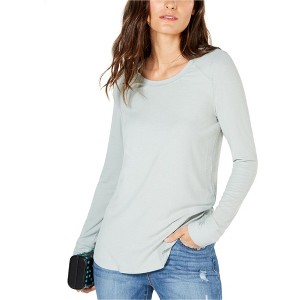 I.N.C International Concepts Womens Ribbed Basic T-Shirt, Green, Medium - 1 of 1