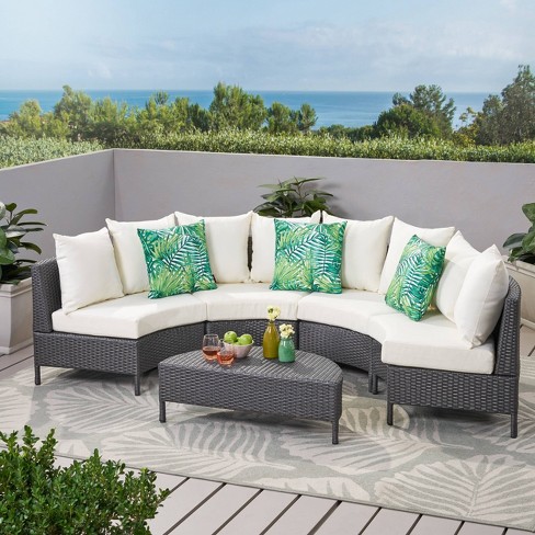 Newton 5pc Wicker Sofa Set Gray White Christopher Knight Home Target