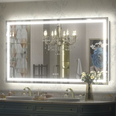 Apmir Super Bright Front & Back LED Lighted Anti-Fog Tempered Glass Bathroom/Vanity Mirror with ETL & 3-Year Warranty