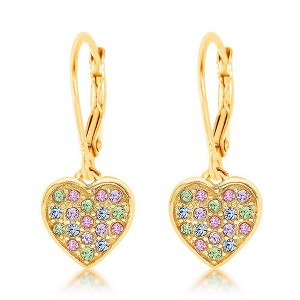 Chanteur Hypoallergenic Kids Jewelry Accessories Heart Yellow CZ Earring Yellow Gold Brass Plating leverback is made from 925 Sterling silver - 1 of 1